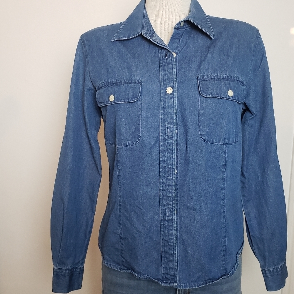 Talbots Oxford 100% Cotton Long Sleeve Button Up Women's Top Size S